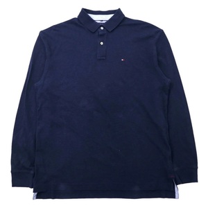 TOMMY HILFIGER 長袖ポロシャツ XL ネイビー コットン CLASSIC FIT ビッグサイズ