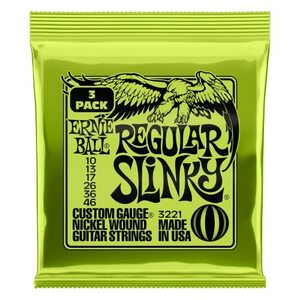 正規品 ERNIE BALL 3221 エレキギター弦 (10-46) REGULAR SLINKY 3Set Pa