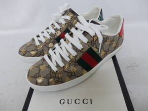 172H262K♪ GUCCI グッチ 550051 Beeロゴ GGスプリーム スニーカー 35 1/2サイズ 箱付き