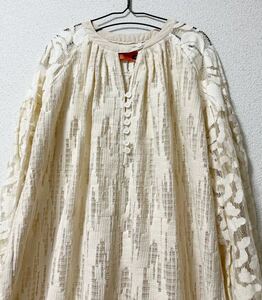 リハーズオール　刺繍ワンピース　レースワンピース　ロングワンピース　ボタニカルワンピース　パフスリーブワンピース　アイボリー　