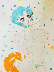 【セーラームーン】セーラーマーキュリー（水野亜美）手描きイラスト　♯B5 最終お値下げ致しました！！ラスト！！