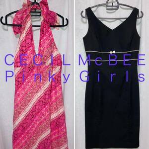 【2着セット】CECIL McBEE セシルマクビー/Pinky Girls ピンキーガールズ　ワンピース2着　S〜M　レディース　ギャル系　109系　保管品