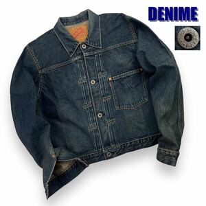 美品 希少 旧DENIME ドゥニーム 1st 大戦モデル 4つ釦 月桂樹 デニムジャケット Gジャン サイズM 色残り70%程 日本製 襟元やや色褪せ A2665