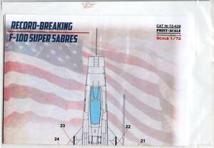 1/72 Print Scaleプリントスケールデカール　72-428　F-100 Super Sabre. Technical stencils 