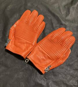 [ROARS ORIGINAL] 定価24,200 LEATHER GLOVE バイカーレザーグローブ L 24cm オレンジ 日本製 ロアーズオリジナル