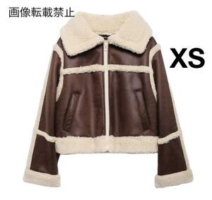 vintage ヴィンテージ レトロ フェイクレザー ボア ムートンコート アウター XSサイズ レディース★ZARA 好きな方に★秋冬新作 新品★