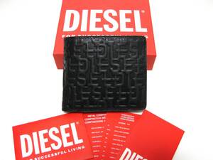 新品 直輸入 DIESEL モノグラムロゴ 型押しレザー ２つ折り財布 BI-FOLD COIN S X09338 P0556 箱付き