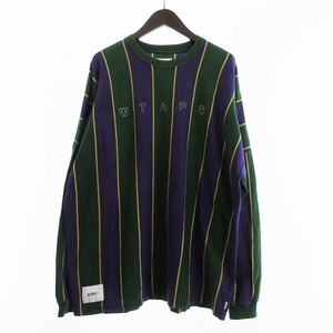 ダブルタップス Stripe LSV T-Shirts Tシャツ カットソー 長袖 ストライプ 緑 紫 グリーン パープル 04 ☆AA★ メンズ