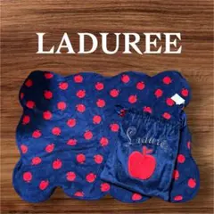 新品 LADUREE ラデュレ りんご柄 巾着入り ブランケット ネイビー