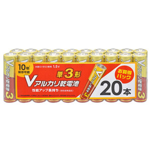 Vアルカリ乾電池 10年保存 単3形 20本入｜LR6VS20P 08-4126 オーム電機