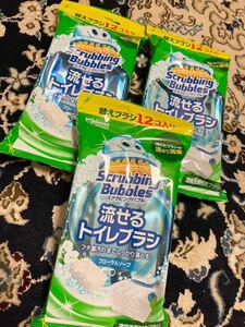 流せるトイレブラシ☆フローラルソープ☆12個×3セット (36回分)ジョンソン・エンド・ジョンソン 替えブラシ