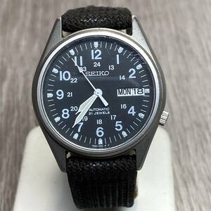 【YH-0652】中古品 SEIKO セイコー AUTOMATIC 21 JEWELE 21石 自動巻き ミリタリーウォッチ 稼働品 7S26-3060 黒文字盤 