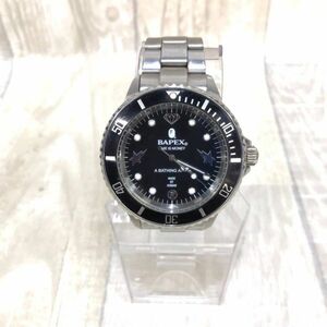 KZ1144★A BATHING APE : BAPEX 希少STA LOGO サルマリーナ 自動巻き腕時計★シルバー アベイシングエイプ