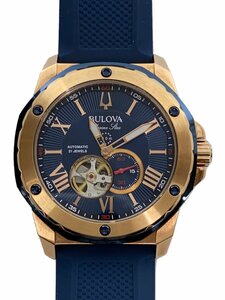 BULOVA◆自動巻腕時計/アナログ/ラバー/NVY/BLU/SS/98A227