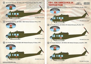 プリントスケール 32-031 1/32 UH-1救急ヘリ ベトナム戦争+テクニカルステンシル