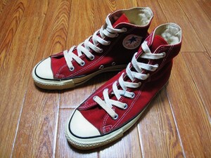 80s 銀箱 USA製 オリジナル ビンテージ コンバース オールスター 当て布 キャンバス ハイカット US6 BOXロゴ マルーン converse allstar