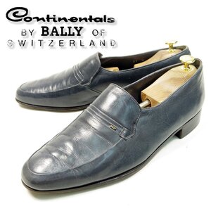 29cm相当　BALLY　バリー　シンプル　スリッポンローファー　革靴　ネイビー　スウェーデン/U5962