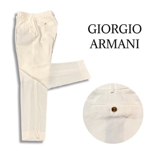 GIORGIO ARMANI ジョルジオ アルマーニ シルク混 スラックス パンツ ホワイト size 48 メンズ 国内正規品 黒タグ