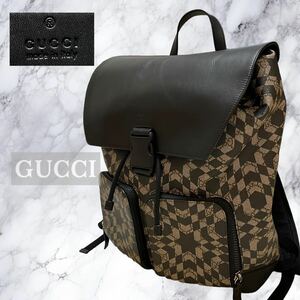 美品 GUCCI グッチ カレイド バックパック リュック PVC キャンバス レザー GGカレイド 大容量 ビジネス 総柄