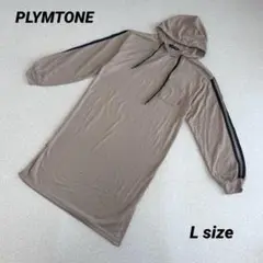 K0453：PLYMTONE プリムトーン フード付膝丈ワンピース　英字プリント