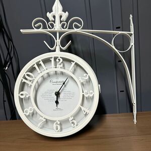 両面時計 OLD STREET BOTHSIDE CLOCK L 掛け時計 ボスサイドクロック オブジェ アンティーク雑貨 オールドストリート ホワイト 壁掛け時計