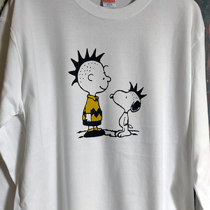 送込　モヒカンPUNKスヌーピー　ロンT 長袖Tシャツ 白 Mサイズ