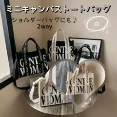 ミニキャンバストートバッグ 白2way 　男女兼用　ショルダーバッグ