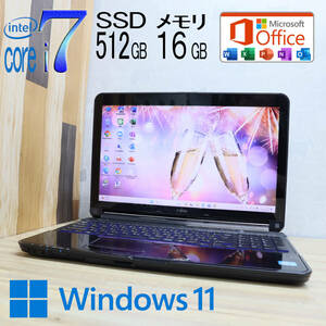 ★美品 最上級4コアi7！新品SSD512GB メモリ16GB★AH77/E Core i7-2670QM Webカメラ Win11 MS Office2019 Home&Business ノートPC★P68874