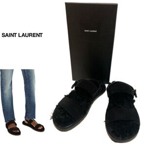 SAINT LAURENT サンローラン MADE IN ITALY イタリア製 2018AW アンソニーヴァカレロ期 NOE 05 SANDAL ボアスエードレザーサンダル 35 BLK