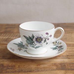 難あり】ウェッジウッド アネモネ コーヒーカップ ソーサー ボタニカル 花柄 ヴィンテージ食器 Wedgwood Anemone レトロ 陶磁器 ゴールド