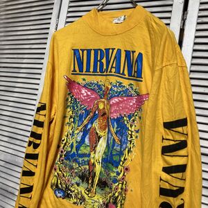 AXLP 1スタ 黄色 バンド Tシャツ 長袖 ロンT ニルバーナ NIRVANA ロック 90s 00s ビンテージ 古着 卸 仕入れ kg