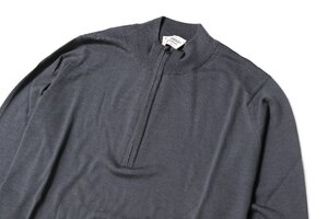 ジョンスメドレー ファインメリノウール ハーフジップニット BARROW ステートグレー サイズ M JOHN SMEDLEY 新品