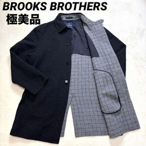 【1円～】【極美品】BROOKS BROTHERS　ブルックスブラザーズ　ウール　ステンカラーコート　ブラック　メンズ　M