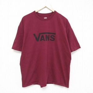 XL/古着 バンズ VANS 半袖 ブランド Tシャツ メンズ ビッグロゴ コットン クルーネック エンジ 24jun14 中古