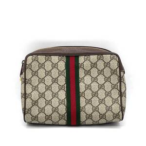 1円 外観極美品 GUCCI オールドグッチ GGスプリーム シェリーライン クラッチバッグ ポーチ インターロッキングG