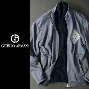 dr219●52●GIORGIO ARMANI●ジョルジオアルマーニ●カシミヤ入りで暖か！●刺繍入●ニットブルゾン