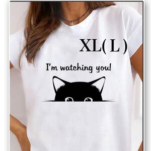 ティーシャツ　Tシャツ　半袖　 XLレディース　白　ホワイト　猫　キャット　ねこ