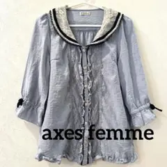 axes femme マリン　レース　ブラウス　リボン