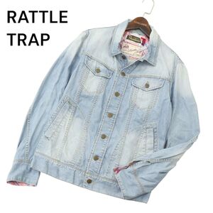 RATTLE TRAP × shanhouse メンズビギ シャンハウス 通年 チェック使い★ USED加工 デニム ジャケット Gジャン Sz.38 メンズ　A4T01399_2#O