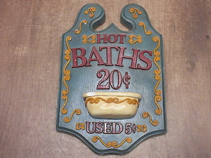 ビンテージ●HOT BATHSメタル壁掛けサイン●241220z6-sign看板壁掛け店舗ディスプレイインテリア雑貨お風呂