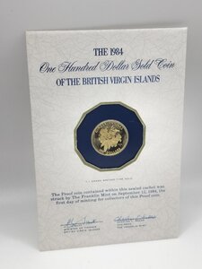 【未開封金貨】英領ヴァージン諸島100ドル金貨 K21 7.1g プルーフ貨幣 1984年 900Fine Gold イギリス領バージン諸島 J123-11