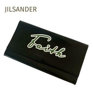 美品☆JILSANDER☆ジルサンダー レザー フェイスクラッチバッグ セカンドバッグ ブラック黒 レディース メンズ 兼用