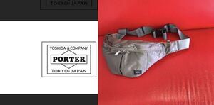 廃盤&貴重色★シルバー グレー (L)★PORTER TANKER タンカー ウエストバッグ WAIST BAG(L) ウエストポーチ★斜め掛け★中古★アメカジ