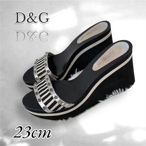 D&G ドルガバ　サンダル　ヒール　黒　23cm イタリア製　小さいサイズ 　3532 00625