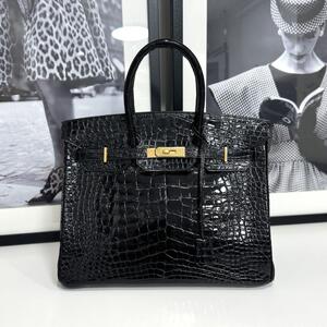 34722 HERMES エルメス バーキン35 アリゲーター ブラック