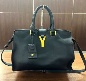 イヴ・サンローラン 【YVES SAINT LAURENT】 クラシック Yライン カバス ラージ ブラック カーフスキン トートバッグ ダッフルバッグ