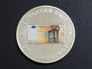 ★外国硬貨 ザンビア 1999年 欧州連合 単一通貨ユーロ導入記念 カラーコイン 1000クワチャ・プルーフ銀メッキ白銅貨