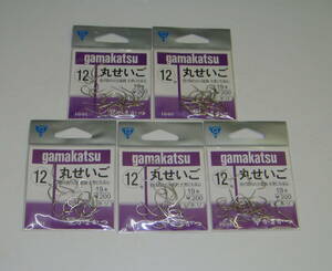 丸せいご　白　12号　19本入り　5枚セット　がまかつ　送料無料　A626