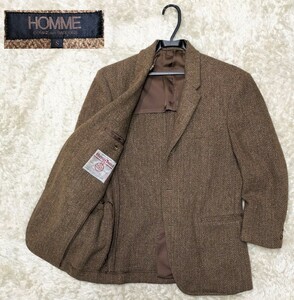 【希少ハリスツイード生地使用★】szS COMME des GARCONS HOMME/デカオム 段返り3Bヘリンボーンテーラードジャケット◆首破れ有 (1)