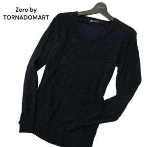 Zero by TORNADOMART トルネードマート 秋冬 モールヤーン★ Vネック ニット セーター Sz.M　メンズ ネイビー　A4T07467_6#K